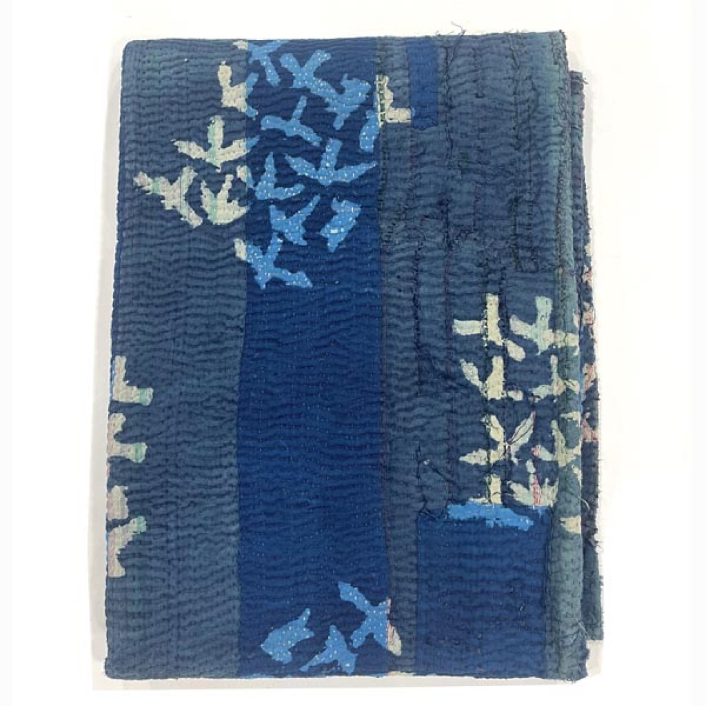 COTTON KANTHA INDIGO PATCH WORK QUILTS