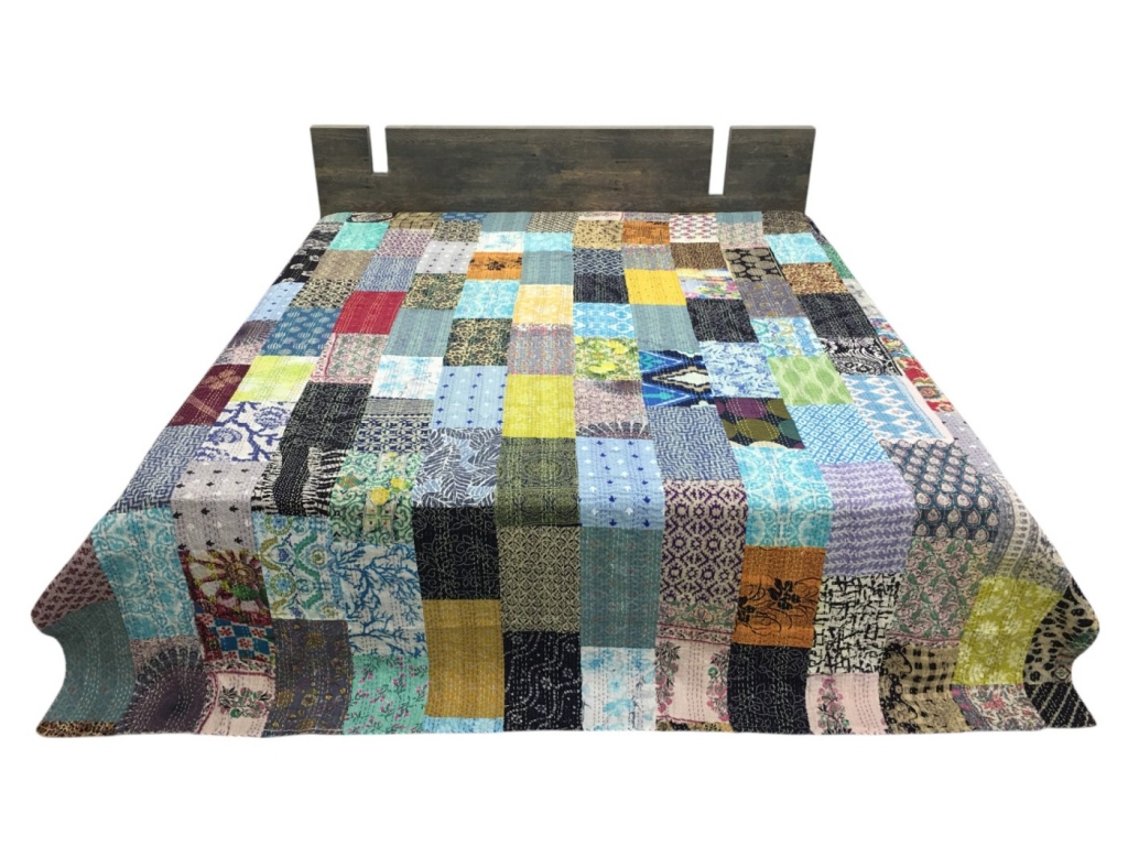 NEW SCREEN PATCHWORK KANTHA BEDCOVER