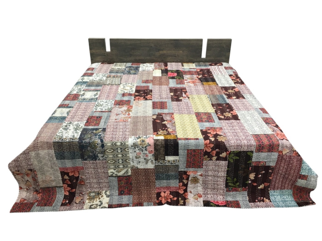 NEW SCREEN PATCHWORK KANTHA BEDCOVER