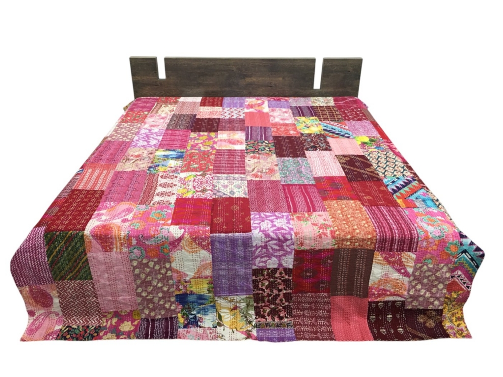 NEW SCREEN PATCHWORK KANTHA BEDCOVER