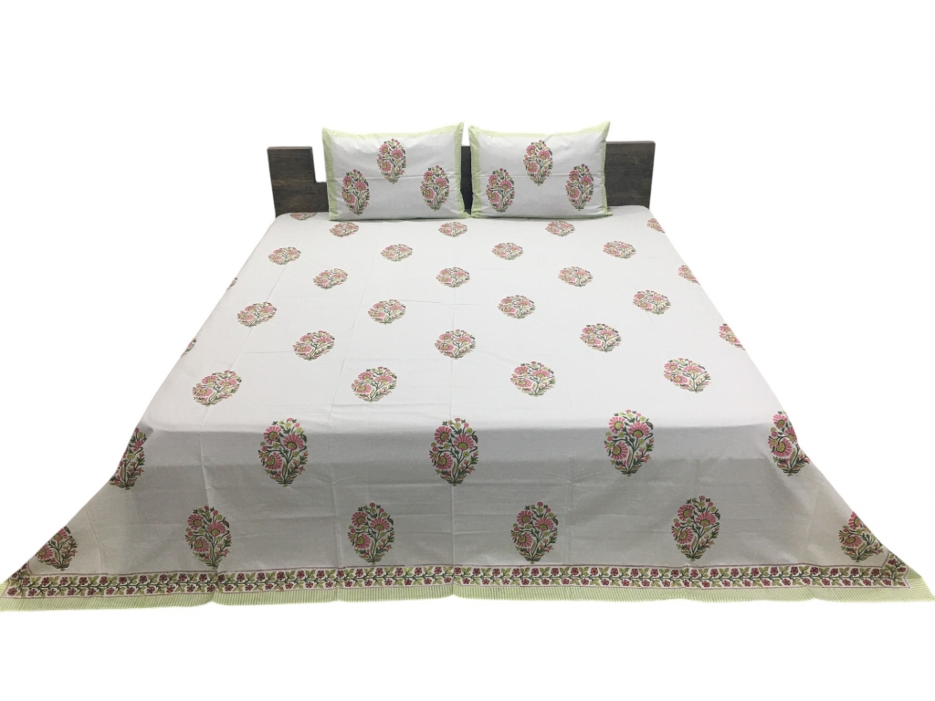 NEW COTTON HAND BLOCK PERCALE BEDSHEET