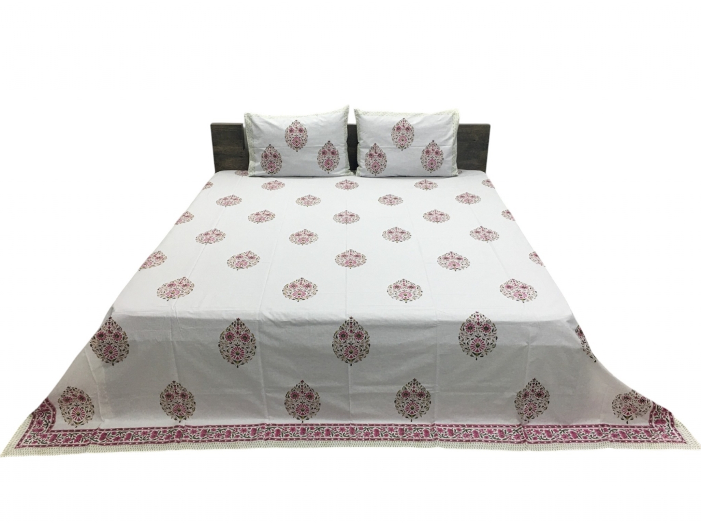 NEW COTTON HAND BLOCK PERCALE BEDSHEET