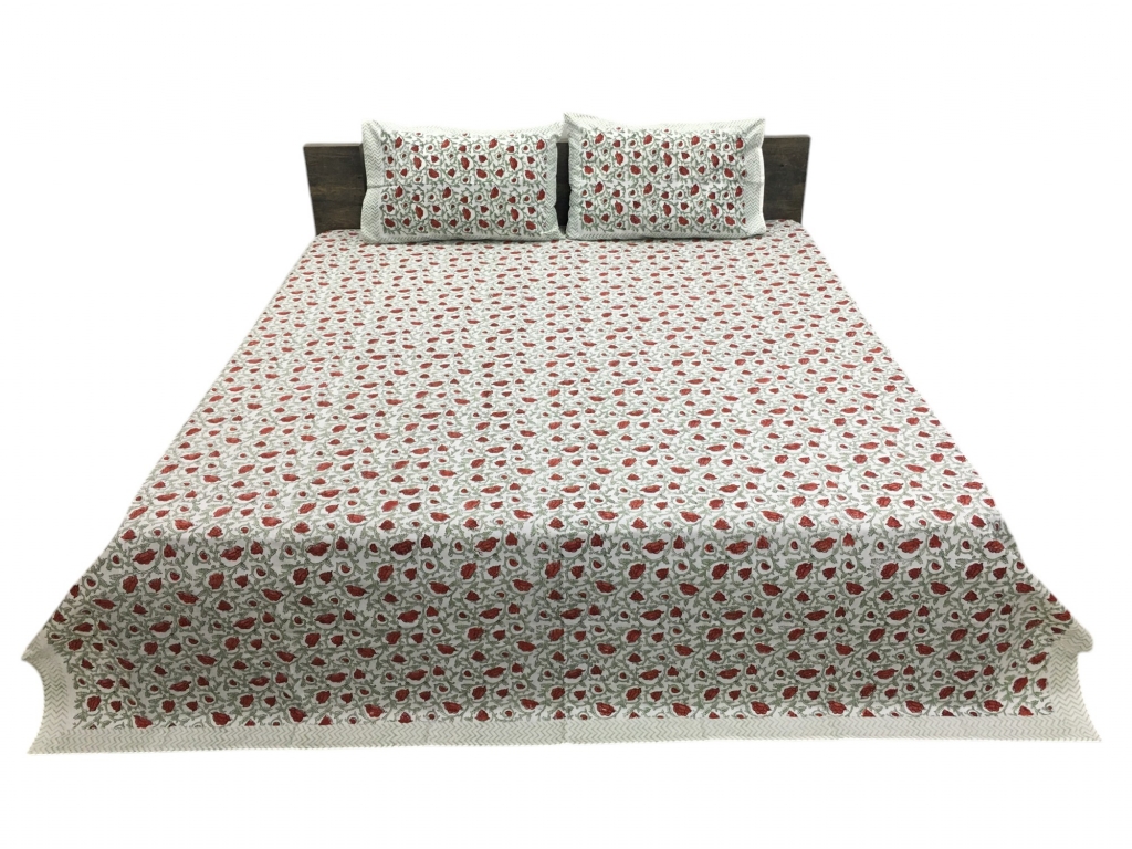 NEW COTTON PERCALE HAND BLOCK BEDSHEET