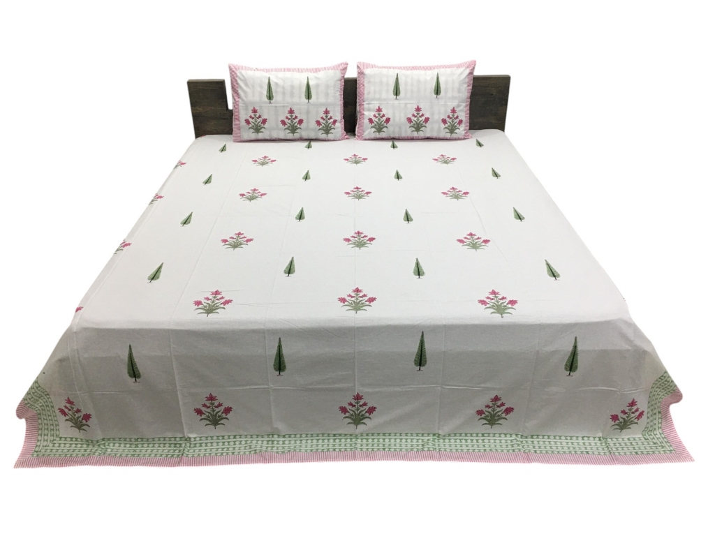 NEW COTTON PERCALE HAND BLOCK BEDSHEET