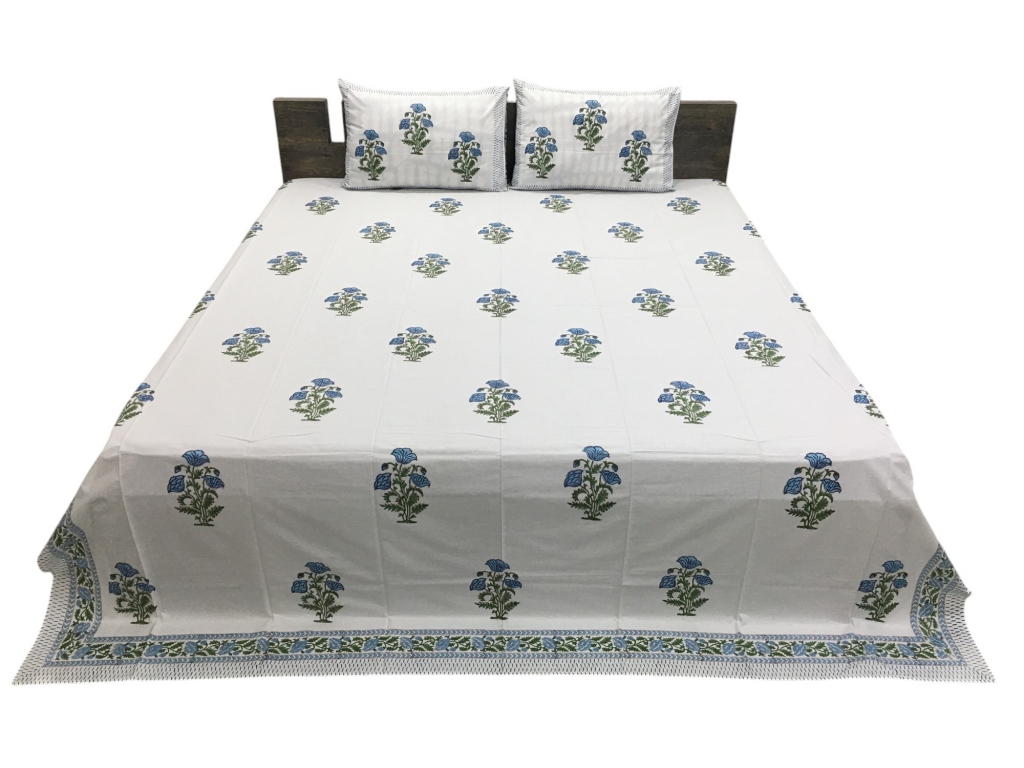 HAND BLOCK PERCALE PRINTED BEDSHEET