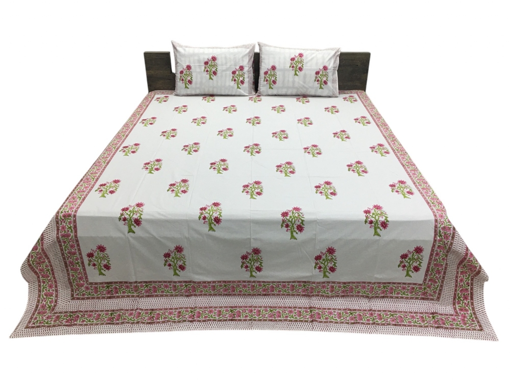 HAND BLOCK PERCALE PRINTED BEDSHEET