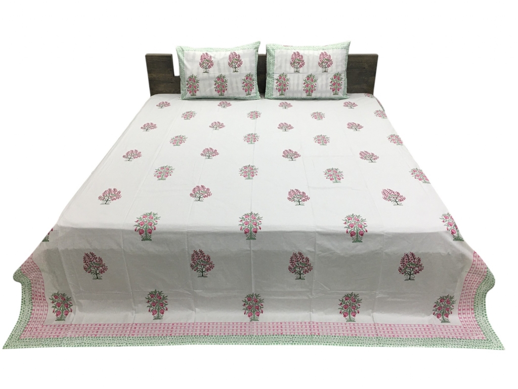 HAND BLOCK PERCALE PRINTED BEDSHEET