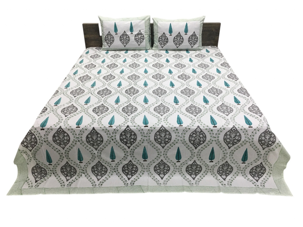 HAND BLOCK PERCALE PRINTED BEDSHEET